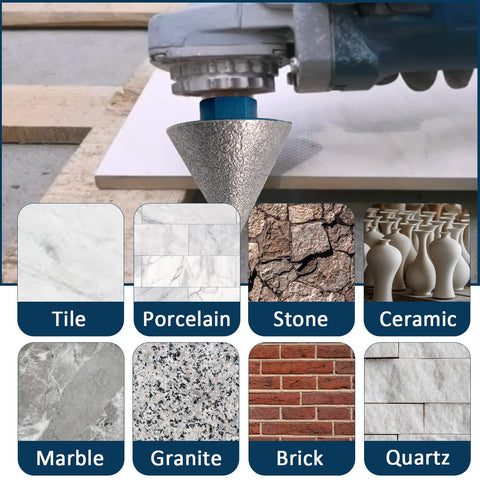 3 Pcs 2 Inch Diamond Beveling Chamfer Bits With 5/8-11 Thread Adapter shaping tile, marble, granite with an electric tool.