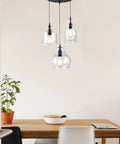 Three Light Modern Cluster Glass Pendant Lights With Amber Glass Shades For Kitchen Island And Dining Room hanging fixture