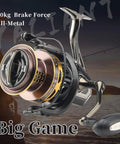 Surf Spinning Fishing Reel 8000 12000 With 20Kg Drag Power Backlash Free Bearings All Metal Frame in sunset setting