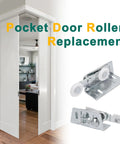 Twin Pocket Door Roller Set With Top Mount Rollers 7/8 Inch Wheels Alloy Steel Construction for replacement or new install.