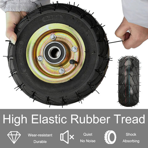 Heavy Duty Pneumatic Caster Wheels 8 Inch And 10 Inch 2 Pack swivel brake with high elastic rubber tread and durable construction.
