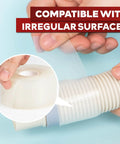 Clear Self-Fusing Silicone Tape Pro, 1.5 Inch By 15 Foot, 30 Mils shown sealing a ribbed hose with a close-up on material.