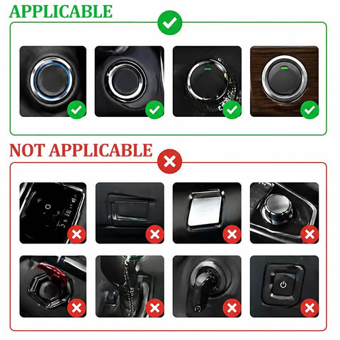 Carbon Fiber Push To Start Button Cover For Car Joystick Upgrade, Alloy Button Cap In Black Finish, Durable Construction Easy Install, slick car accessory on round start buttons