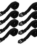 Eight black nylon garden aerator shoes straps eight pack turf spike laces for easy lawn aeration and garden care visible.