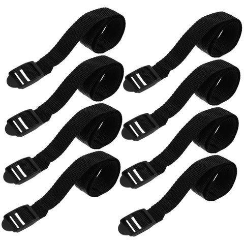Eight black nylon garden aerator shoes straps eight pack turf spike laces for easy lawn aeration and garden care visible.