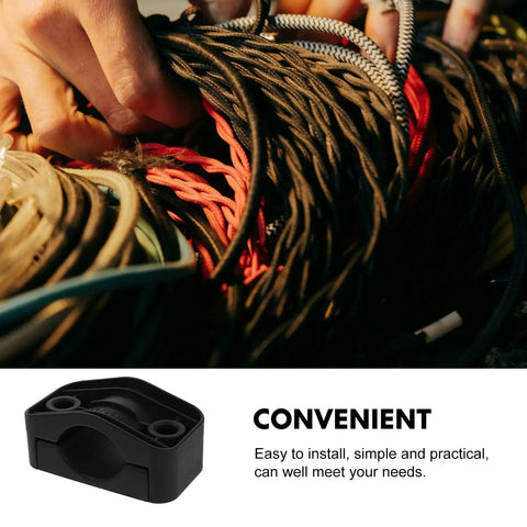 Heavy Duty Black Plastic Cable Clamps Plug And Play Wire Fasteners For Electrical Panels And Power Cords with tangled cables.