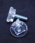 Clear Acrylic Furniture Feet Adjustable 1/4-20 Threaded Levelers Glides shown against black background