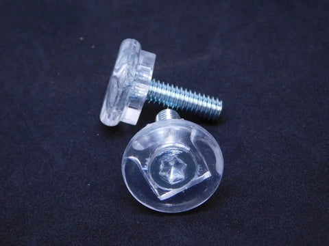 Clear Acrylic Furniture Feet Adjustable 1/4-20 Threaded Levelers Glides shown against black background