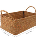 Spacious Open Top Seagrass Woven Storage Basket With Heavy Duty Handles For Kitchen Farmhouse Pantry Bathroom Towels Cosmetics And Hassle Free Daily Organization Goals, rectangular shape, 25x15x9 cm.