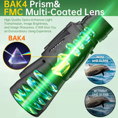 20x50 High Power Waterproof Binoculars For Adults With Low Light Vision featuring BAK4 prism and FMC multi-coated lens