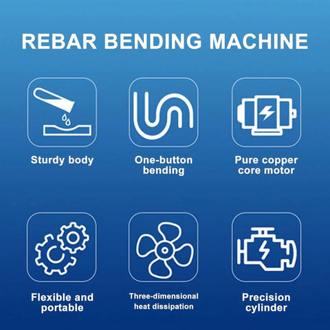 Powerful 1800W Electric Rebar Bender Machine With Hydraulic System For Steel Bars Up To 32Mm features sturdy body and one-button bending.