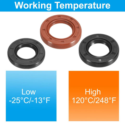Radial shaft oil seals, three 22x35x7 mm nitrile rubber pieces in black and red.