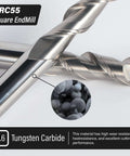 Front view of 0.6mm tungsten carbide square-end end mill for aluminum (HRC55).