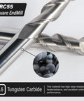 Beefy Half Inch Carbide Square Nose End Mill With Two Flutes Uncoated Milling Cutter For Aluminum Copper And Alloys