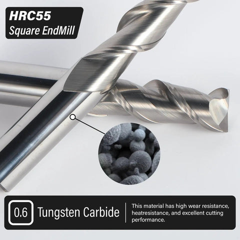 Beefy Half Inch Carbide Square Nose End Mill With Two Flutes Uncoated Milling Cutter For Aluminum Copper And Alloys