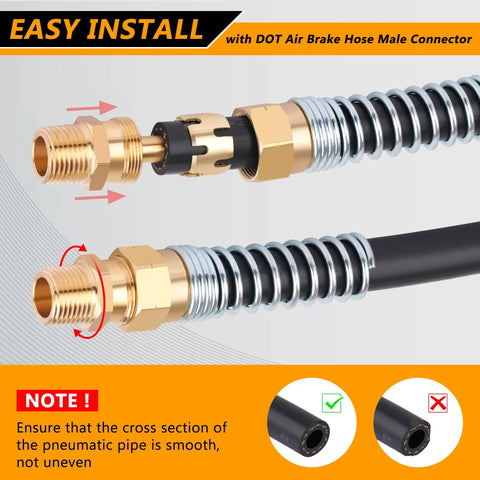 Air Brake Fittings Kit Beefed-Up Brass DOT 3/8 Inch Hose To 3/8 Inch Male End Connector With Spring Guard setup guidance