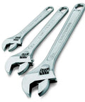 Heavy Duty Adjustable Wrench Set 6 Inch 8 Inch 10 Inch Three Piece With Tapered Heads Rust And Wear Resistant Chrome Finish Smooth Grip