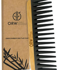Wide Tooth Bamboo Detangling Comb for Curly Hair Smooth Easy Glide Snag Free Detangling Wet or Dry Hair Thick Coily Textured Styles Eco Friendly Durable Hair Care Tool, 5.78in comb with box