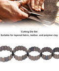 Five Piece Flower Shaped Leather Cutter Set With Alloy Steel Hollow Punch Tools ranging from 30mm to 50mm for DIY leatherworking projects