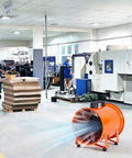 Heavy Duty Utility Blower Exhaust Fan 12 Inch High Velocity 3500 CFM in workshop with 580W AC motor and 16.4 ft duct