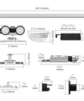 Diagram of 48 Inch Bifold Door Hardware Kit For Four Doors Aluminum Top Mounted Sliding Barn Door Track System With Three Wheel Hangers.