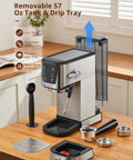 Top Shelf Automatic Espresso Coffee Maker With 20 Bar Pressure And Glowing Touchscreen Panel Offering Zero Fuss One Button Operation For Crisp Americanos Silky Milk Froth And Quick Steam Power For Your Daily Grind Now, featuring a removable 57 oz tank and drip tray.