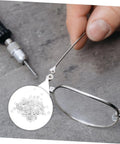 Metal Flat Washers For Eyeglasses Replacement Gaskets Rimless Glasses Quick Repair Kit For Sunglasses And Eyeglass Frames Includes 200 Pieces Durable And Strong Support Great For Rimless Eyewear Repairs Frames Sunglasses And Quick On The Go Fixes close-up with tool and washers