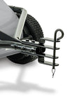 Heavy Hitter 42 Inch Ground Sweeper Featuring 22 Cubic Foot Hopper And Patented Spiral Polypropylene Brushes for hook and tow attachment.