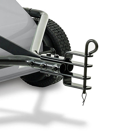 Heavy Hitter 42 Inch Ground Sweeper Featuring 22 Cubic Foot Hopper And Patented Spiral Polypropylene Brushes for hook and tow attachment.