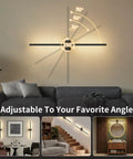 ONEWISH Battery Operated Wall Sconces Set of 2, 27.75" Wall Lights adjustable design showcasing various angles on a wall.