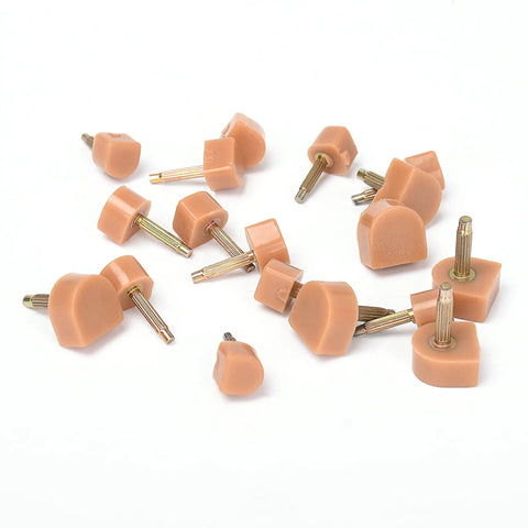 Ten Pairs High Heel Tips Replacement Kit With U Shape Heel Caps Covers And Metal Pins In Black Or Brown Includes Five Pairs Of Thin 2.4mm Pins And Five Pairs Of Thick 3mm Pins For Easy Stiletto Heel Replacement displayed on a white surface