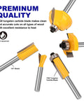 Premium Tungsten Carbide Router Bits Set 35 Piece Kit with various bits highlighted