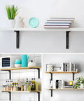 Rock Solid Metal Shelf Brackets Four Inch Square Design with heavy-duty support for kitchen and living room shelves and decor.