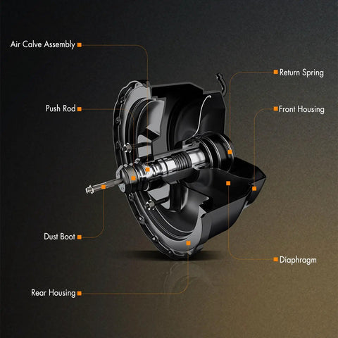 Rock Solid Vacuum Power Brake Booster Fitting For Dodge Nitro 2007 To 2011 Jeep Liberty 2008 To 2012 Wrangler 2007 To 2010 cutaway view with air calve assembly.