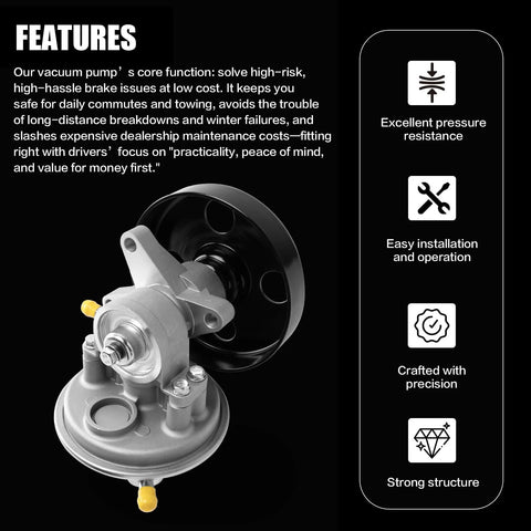 DWLDMLWC vacuum pump with pulley for Isuzu NPR-HD, gray metal body and black pulley.