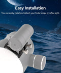 Universal Dovetail Base Finder Scope Mount Bracket for Installing a Finder Scope on an Optical Telescope shown attached with moonlit sky background