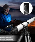 Man using WiFi Telescope Camera Eyepiece With 5MP 4K Video Recording Wireless App Control Plug And Play Easy Install For 1.25 Inch Telescopes