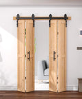 60x84 Bi Fold Barn Door Set With 66 Inch Hardware Kit For Four Doors No Assembly Easy Install Solid Spruce Wood Folding Doors installed