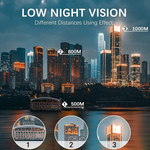 80x100 High Power Monocular Telescope With Smartphone Adapter For Grownups High Definition Clear View For Wildlife Bird Watching Travel Camping And Hiking Ideal For Outdoors Black showing low night vision city skyline distances