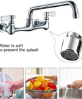 Wall Mount Kitchen Faucet With 8 Inch Center Swivel Spout Dual Handle Heavy Duty Pro Grade Chrome Mixer Tap for sinks