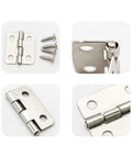 80 Pack Mini Hinges With 320 Screws, Small Iron Folding Butt Hardware For Wood Boxes, showing details and screws.