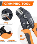 Ratcheting crimping tool from the All In One Complete JST XH 2.5mm and DuPont 2.54mm Connector Kit