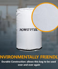 Bottom Dust Collector Bag 20 Inch Diameter By 30 Inch High with texture detail, white reusable bag with branding.