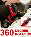 All In One Workhorse Rivet Nut Tool And Rivet Gun With 360 Degree Swivel Head for tight spaces shown in use under car hood.