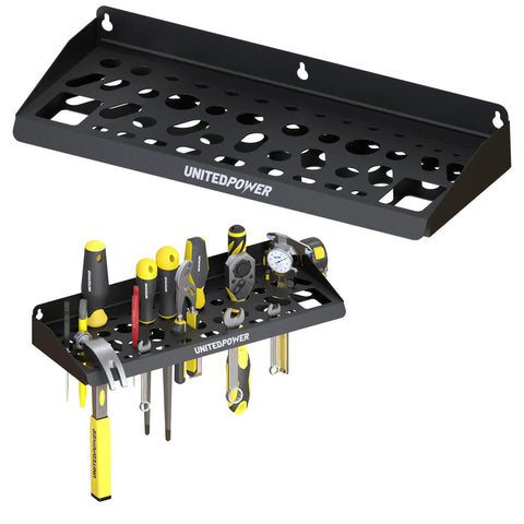 Wall Mount Tool Storage Rack With 51 Tool Holes For Screwdrivers, Wrenches, Pliers And More, Space Saving Utility Shelf