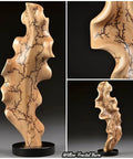 Willow Fractal Burn sculpture showcasing intricate Lichtenberg wood burning patterns with stand, highlighting fine detail