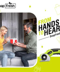 SnapFresh Cordless Electric Scissors With Rechargeable Battery And Self-Sharpening Blades For Cutting Cardboard Fabric Leather Carpet on a couch with a gift.