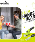 Couple exchanging gift with 2 In 1 Cordless Hedge Trimmer And Grass Shears For Garden Yard And Lawn displayed at bottom