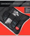 Ultimate 36 Piece Hex and Torx Wrench Set With Ball End Wrenches SAE And Metric Hex Premium S2 Steel in black cloth bag