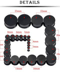 Black Soft Silicone Ear Gauges Set 8G To 25mm Stretching Kit For Women Men in 13 sizes from 3mm to 25mm with details